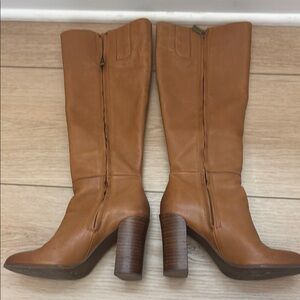 Women's Tan Leather Knee-High Boots